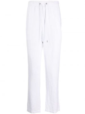 Lněné rovné kalhoty James Perse bílé