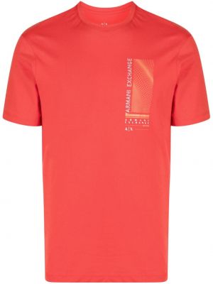 Памучна тениска с принт Armani Exchange червено