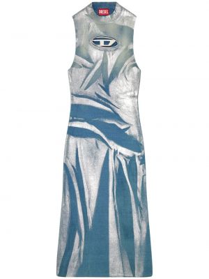 Midi obleka s potiskom z abstraktnimi vzorci Diesel
