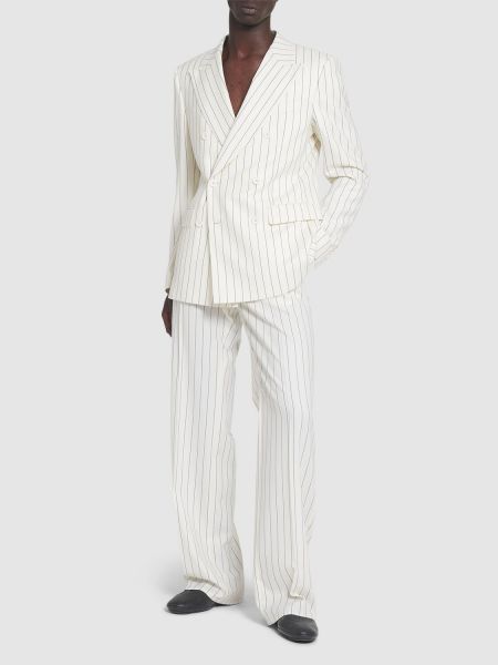 Veste en laine à rayures Dolce & Gabbana blanc