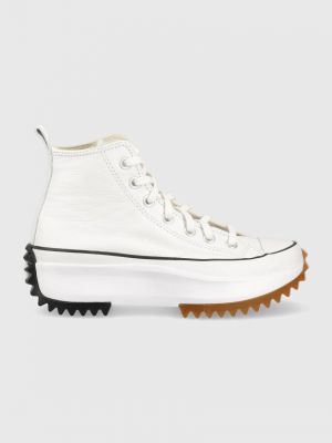 Pantofi din piele cu platformă cu stele Converse alb