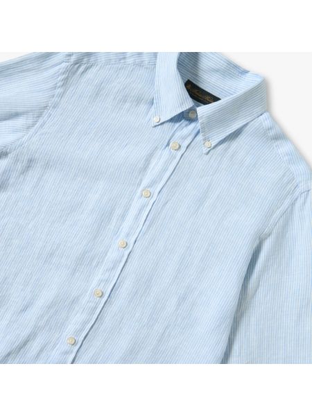 Lniana koszula Brooks Brothers niebieska