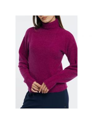 Jersey cuello alto de lana con cuello alto de tela jersey Ottod'ame violeta
