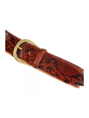 Cinturón de cuero con estampado de estampado de serpiente Laurence Bras rojo