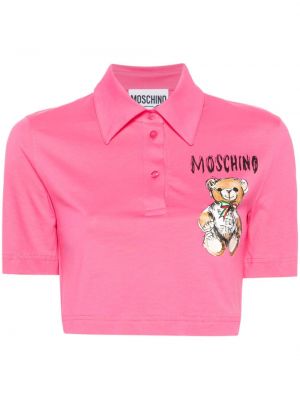Polo majica s printom Moschino ružičasta
