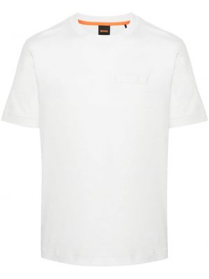 T-shirt en coton avec applique Boss blanc