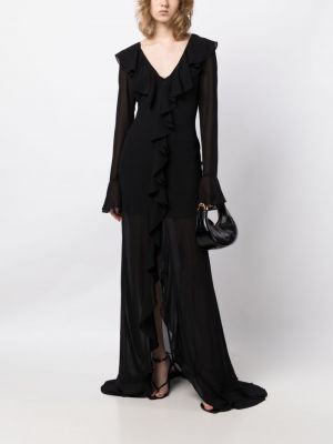Šifonové večerní šaty De La Vali černé