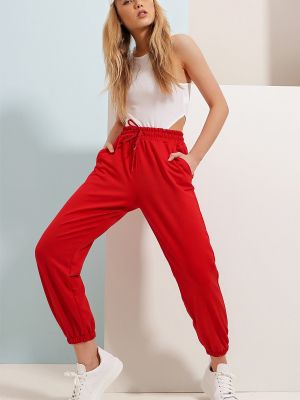 Spodnie sportowe Trend Alaçatı Stili czerwone