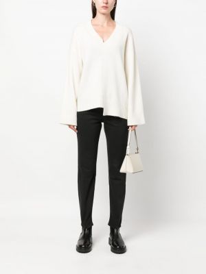 Asymmetrischer sweatshirt mit v-ausschnitt P.a.r.o.s.h. weiß