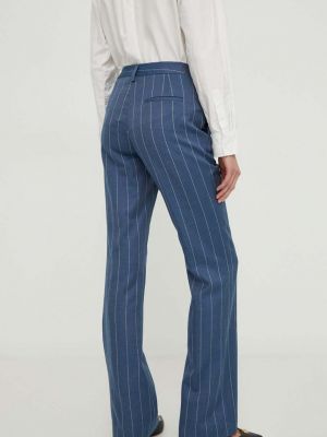 Pantaloni cu talie înaltă de in Sisley albastru