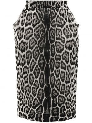 Hodvábna puzdrová sukňa s potlačou s leopardím vzorom Saint Laurent