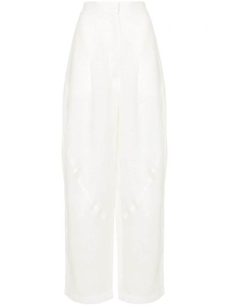 Плисирани ленени панталон Lardini бяло