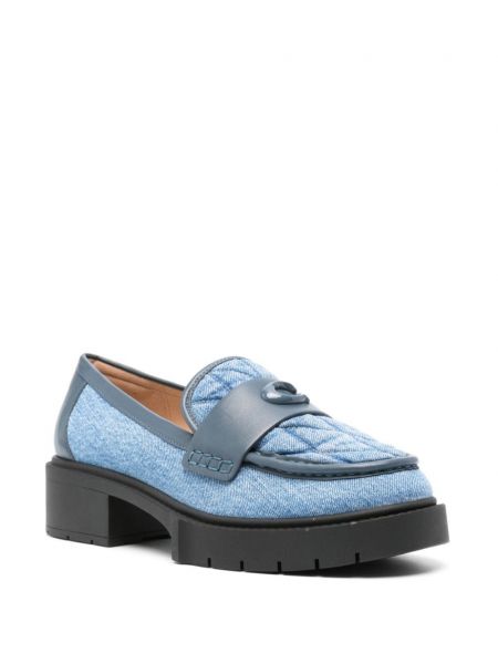 Loafers na platformie Coach niebieskie