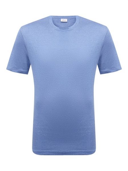Шелковая льняная футболка Brioni синяя