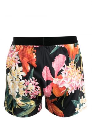 Květinové hedvábné boxerky s potiskem Tom Ford černé