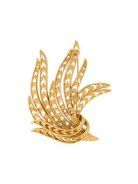 Broche con plumas de plumas Monet Pre-owned dorado