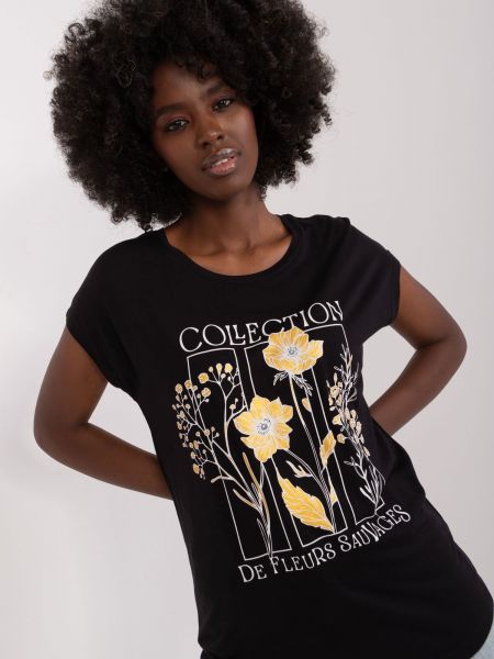 Μπλούζα από βισκόζη με σχέδιο Fashionhunters μαύρο