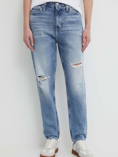 Niebieskie jeansy z wysoką talią Calvin Klein Jeans