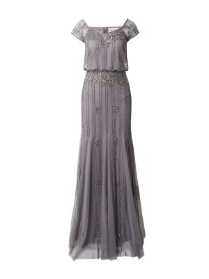 Csipkés gyöngyös estélyi ruha Lace & Beads ezüstszínű