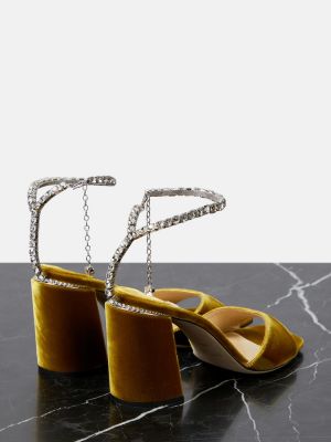 Aksamitne sandały Jimmy Choo żółte
