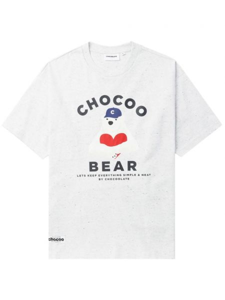 Βαμβακερή μπλούζα με σχέδιο Chocoolate γκρι