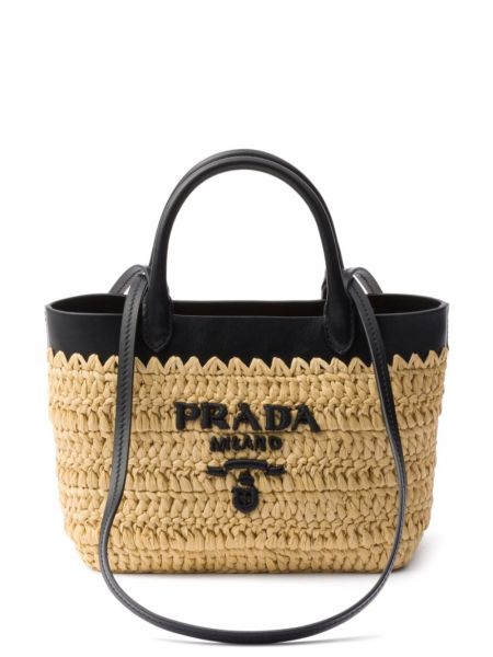 Geflochtene leder shopper handtasche Prada