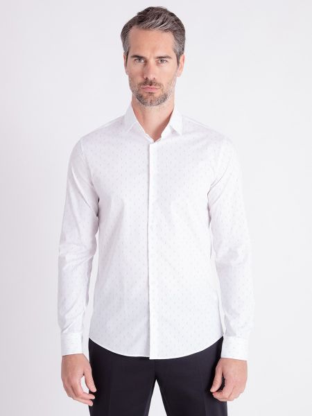 Camisa slim fit con estampado Calvin Klein blanco