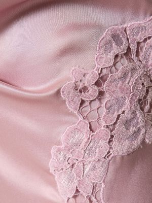 Satynowa sukienka midi bez rękawów koronkowa Acne Studios różowa
