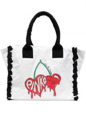 Памучни плажна чанта с принт Pinko