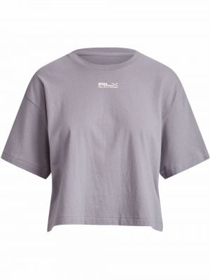 T-shirt a vita alta con stampa Polo Ralph Lauren grigio