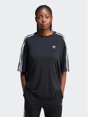 Oversized pruhované tričko Adidas černé