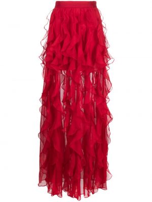 Długa spódnica z falbankami Patbo czerwona