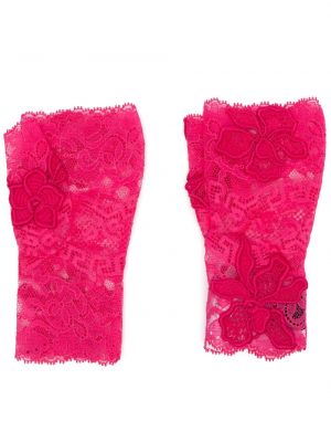 Ръкавици с дантела Versace розово