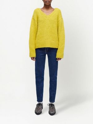 Sweter z alpaki z dekoltem w serek Re/done żółty