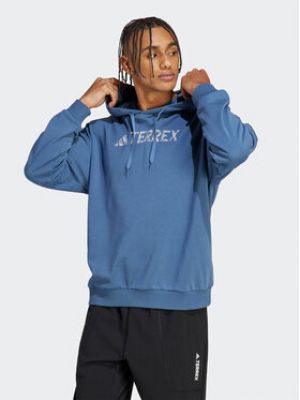 Mikina s kapucí relaxed fit Adidas modrá