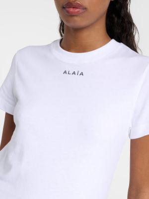 Camiseta de algodón de tela jersey Alaïa blanco