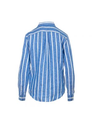 Lniana koszula w paski relaxed fit Ralph Lauren niebieska