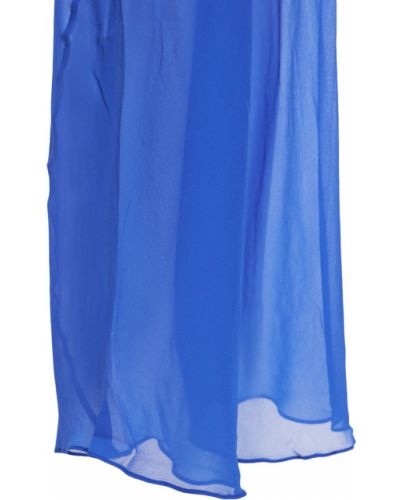 Průsvitné šifonové hedvábné kalhoty Christopher Esber modré