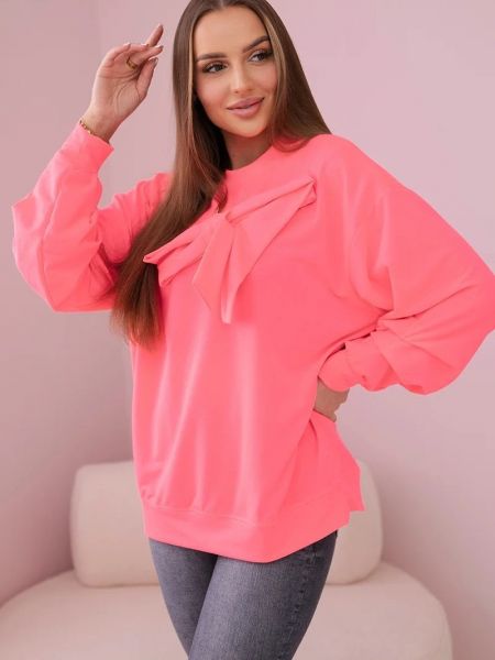 Βαμβακερή μπλούζα με φιόγκο Kesi ροζ
