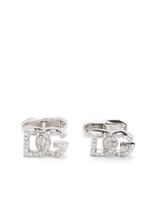 Копчета за ръкавели с кристали Dolce & Gabbana сребристо