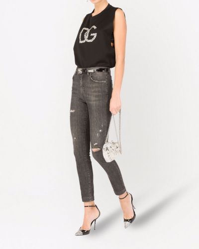 Skinny fit džinsai su nubrozdinimais Dolce & Gabbana pilka