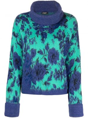 Жакардов пуловер на цветя Liu Jo синьо
