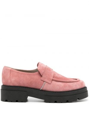 Pantofi loafer din piele de căprioară slip-on Fabiana Filippi roz