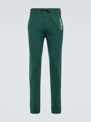 Pantalones de chándal de algodón Saint Laurent verde