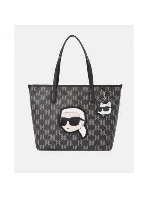 Bolso shopper con estampado Karl Lagerfeld negro