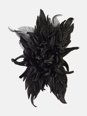 Hedvábná brož Saint Laurent černá