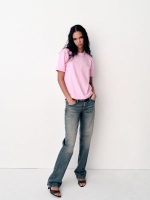 Хлопковая базовая футболка Zara розовая