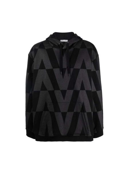 Bluza z kapturem bawełniana Valentino czarna