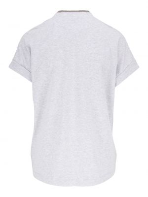 T-shirt à col v Brunello Cucinelli gris