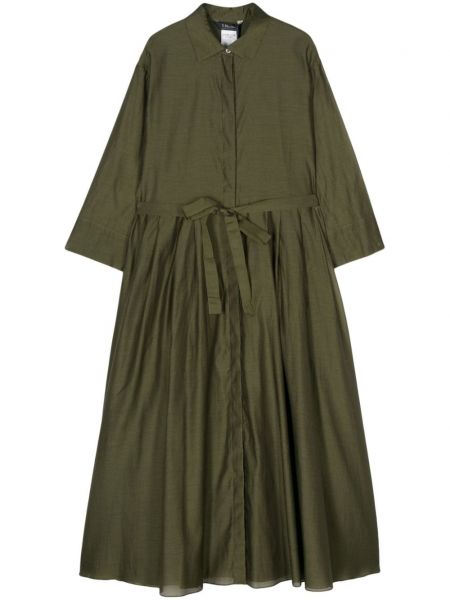 Βαμβακερή μεταξωτή μίντι φόρεμα 's Max Mara πράσινο